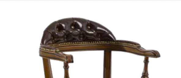 Sandalye 198725 Zus150 Vintage Model Tam Kolçak Ayak Ceviz Suni Deri El Yapım - Resim 2