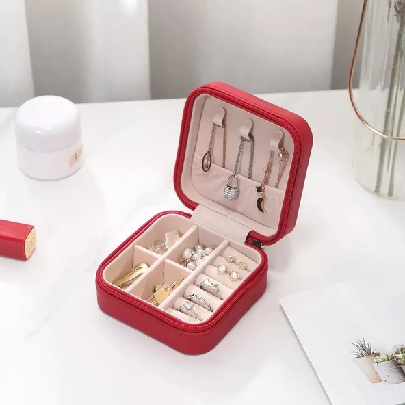Çoklu Takı Organizeri Takı Kutusu Takı Kutusu  Seyahat Mücevher Çantası - 7