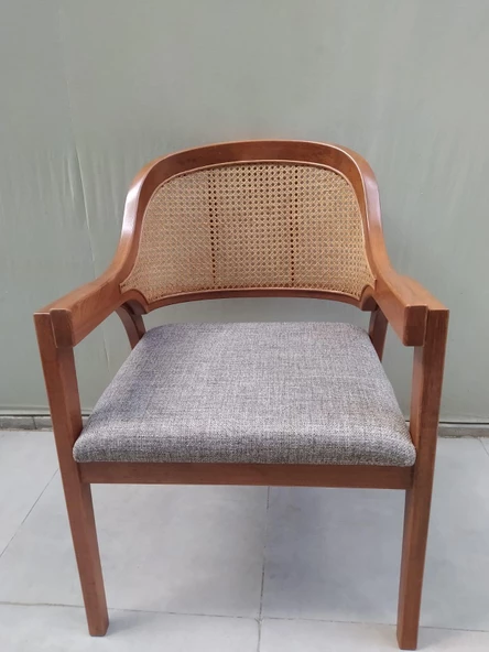 Sandalye 19868 Zus132 Hasır Sırtlık MODEL Ahşap Kayn ORT Otrm Açık Ceviz El Yapım - 9