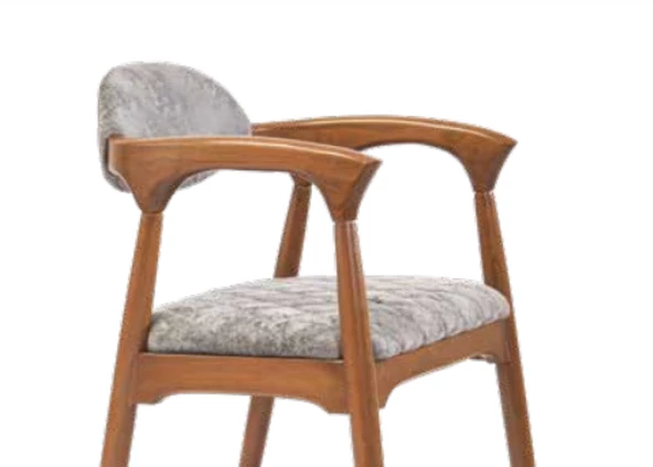 Sandalye 19866 ZUS130 MODEL Kayın Ayak Ortopedik Oturm Desenli Şönil Kumş ElYapım - Resim 2