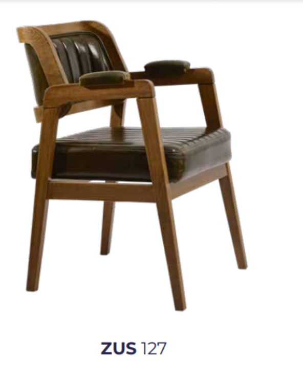 Sandalye Zus127 Dilim MODEL Kolçaklı Kayın Ortopedik Rahat Oturum Suni Deri ElYapı