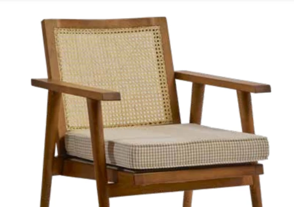 Sandalye 19862 Zus126 Hasır Sırtlık MODEL Tam Kolçk Kayın Ayk Ceviz RENK El Yapım - Resim 5