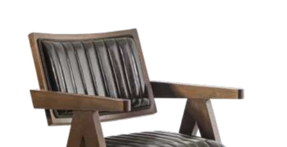 Sandalye 19859 Zus123 Dilim MODEL Tam Kolçak Kayın Ayak Suni Deri Ceviz El Yapım - 4