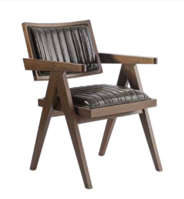 Sandalye ST Zus123 Dilim MODEL Tam Kolçak Kayın Ayak Suni Deri Koyu Ceviz El Yapım