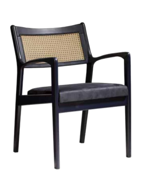 Sandalye 19856 Zus120 Hasır Sırt MODEL Ahşap Kayın ayak Suni Deri Döşeme  El Yapı ürün görseli