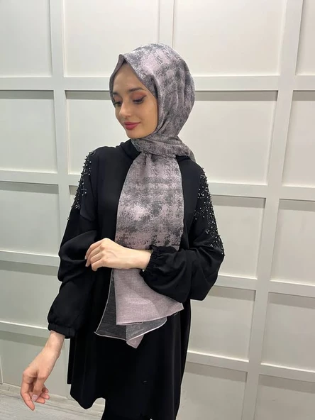 Piramit Kına, Düğün, Özel Günler İçin Abiye Şal 00797  KOYU PUDRA - Resim 3