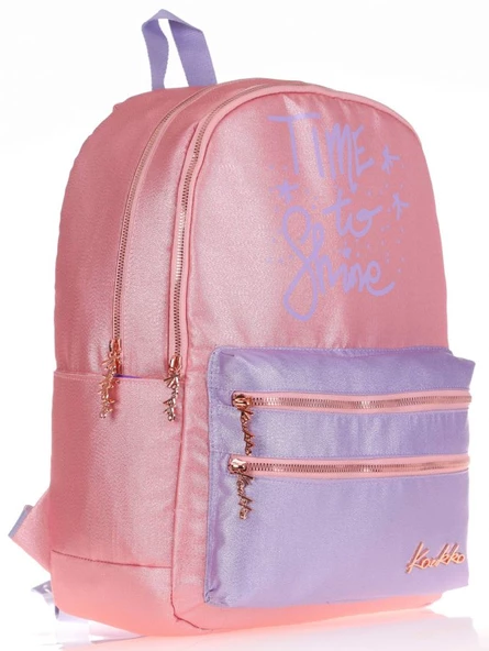 Kaukko Sparkle Duble Somon Okul Sırt Çantası - Simli Kumaş - Ortaokul Lise Günlük ürün görseli 1