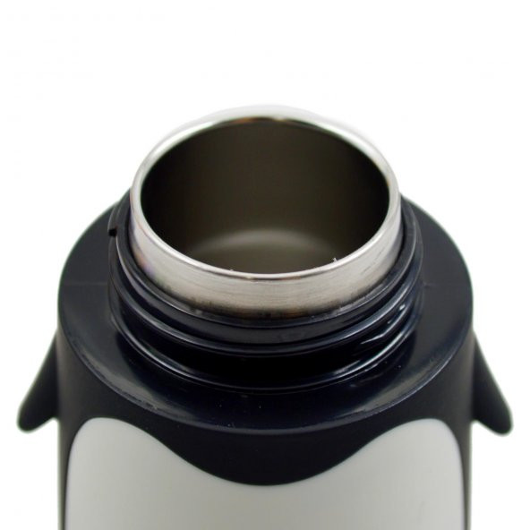 BottleBoss Penguen Figürlü Paslanmaz Çelik Çocuk Matarası 350 Ml Siyah - Resim 3