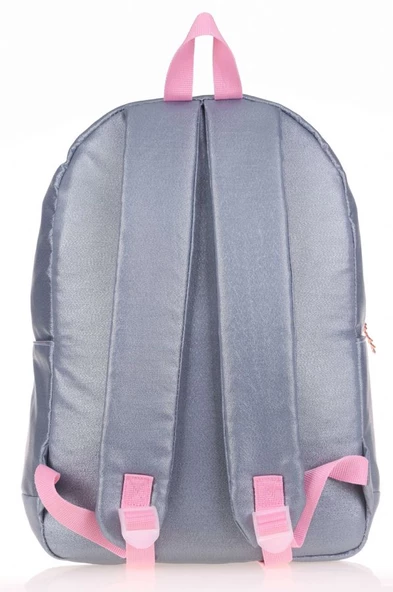 Kaukko Sparkle Duble Gri Okul Sırt Çantası - Simli Kumaş - Ortaokul Lise Günlük - Resim 2