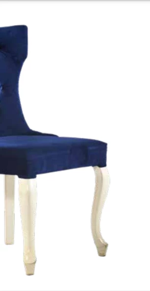 Sandalye 19809 Zus071 Kapitone Kanat Sırt Model Mavi Renk Kayın ayak Ort El yapıM - Resim 2