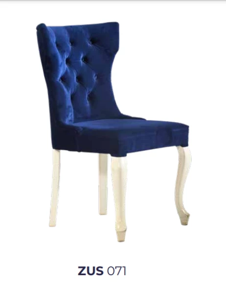 Sandalye 19809 Zus071 Kapitone Kanat Sırt Model Mavi Renk Kayın ayak Ort El yapıM - Resim 6