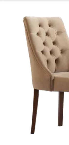 Sandalye 19805 Zus067 Kapitone Model Bej Renk Ort Nubuk Kumaş Yarım kolçak Kayın - Resim 2