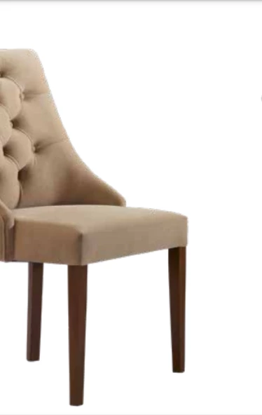 Sandalye 19805 Zus067 Kapitone Model Bej Renk Ort Nubuk Kumaş Yarım kolçak Kayın - Resim 3