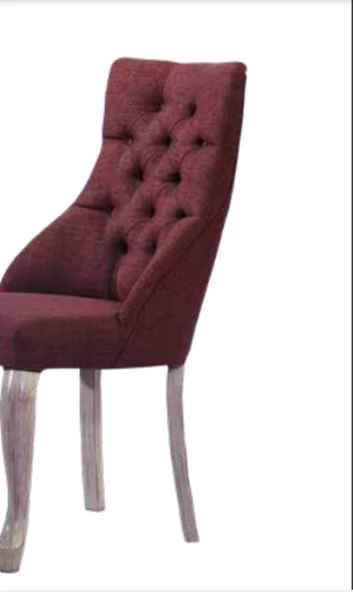 Sandalye 19804 Zus066 Kapitone Model Bordo Renk Ort Oturum Sırt Kavrar Kayın Ayak - 2