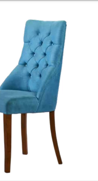 Sandalye 19803 Zus065 Kapitone Model Mavi Renk OrT Sırt Kavrar Kayın Ayak El yapı - 2