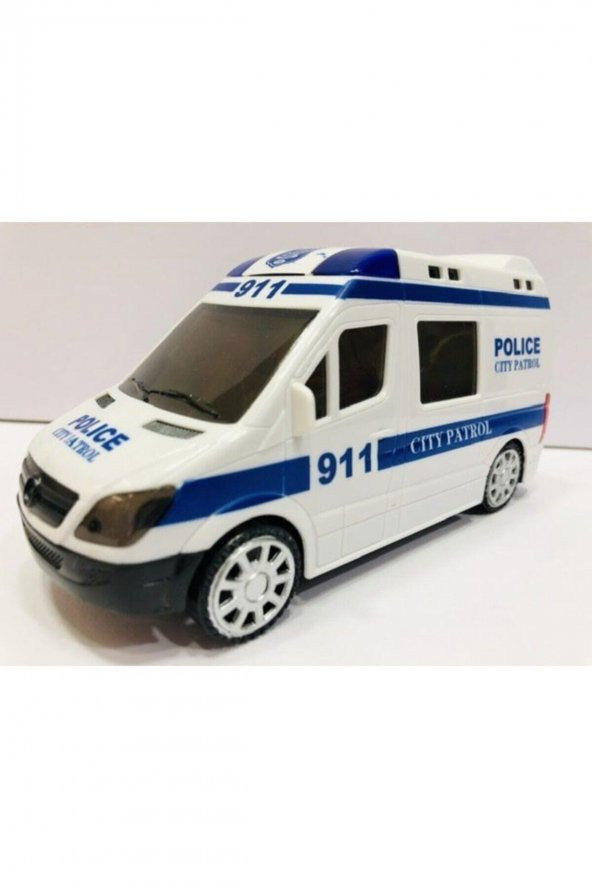 Polis Arabası Oyuncak Pilli Işıklı Siren Sesli Polis Minibüs - 4