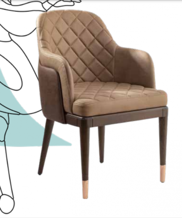Sandalye ST Zus060 Berjer Model Vizon-Kahve Renk Tam Kolçak Ort Oturum Ceviz Ayak