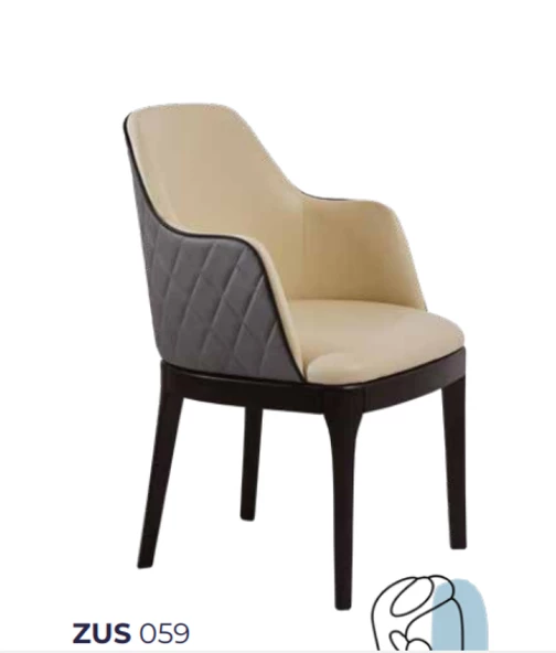 Sandalye 19796 Zus059 Kolçak Model Gri-Bej Jaguar-Suni Deri Kumaş Ort Ot El Yapım - 7
