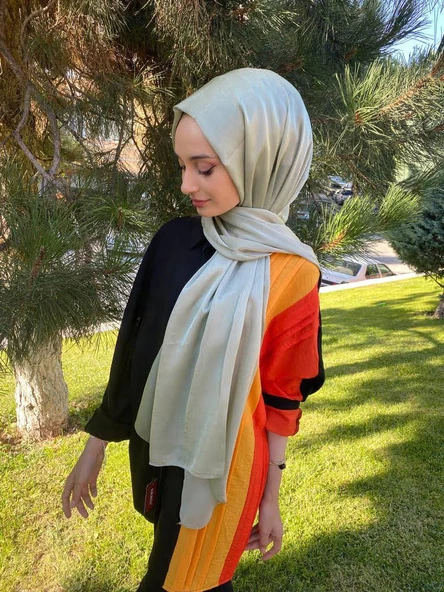 Kroren By Armanda Janjan, Janjanlı Şifon Şal İEKR7301 AÇIK KETEN YEŞİLİ