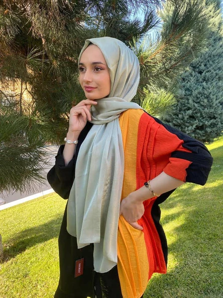 Kroren By Armanda Janjan, Janjanlı Şifon Şal İEKR7301 AÇIK KETEN YEŞİLİ - 2