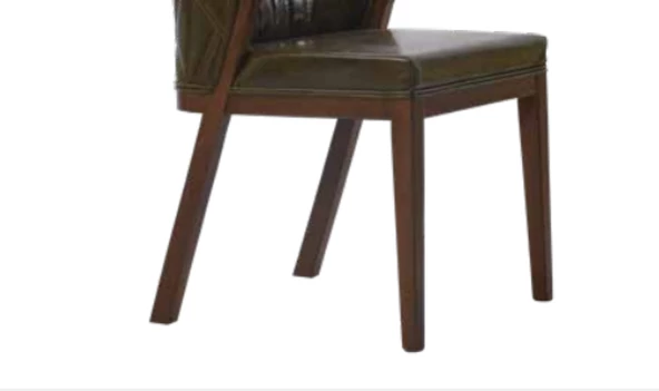 Sandalye 19775 Zus038 Suni Deri Model Kapitone Modern Ceviz Renk Kayın Aslan Ayak - Resim 7