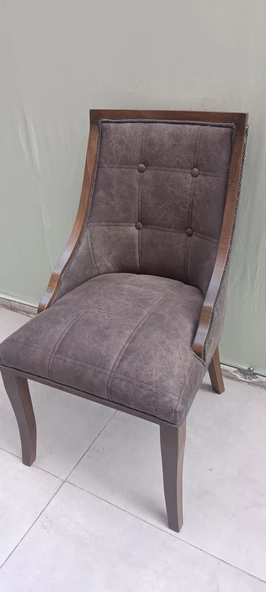 Sandalye 19777 ZUS040 Kayın ayak ve Kenarı Çerçeve Model Kapitone Döşeme El Yapım - 9