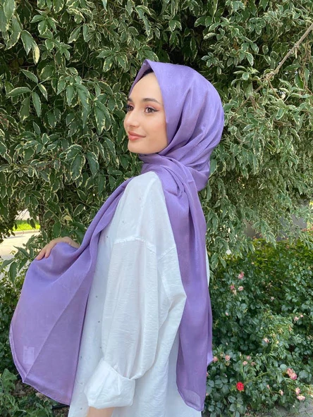 Kroren By Armanda Janjan, Janjanlı Şifon Şal İEKR7301 LEYLAK