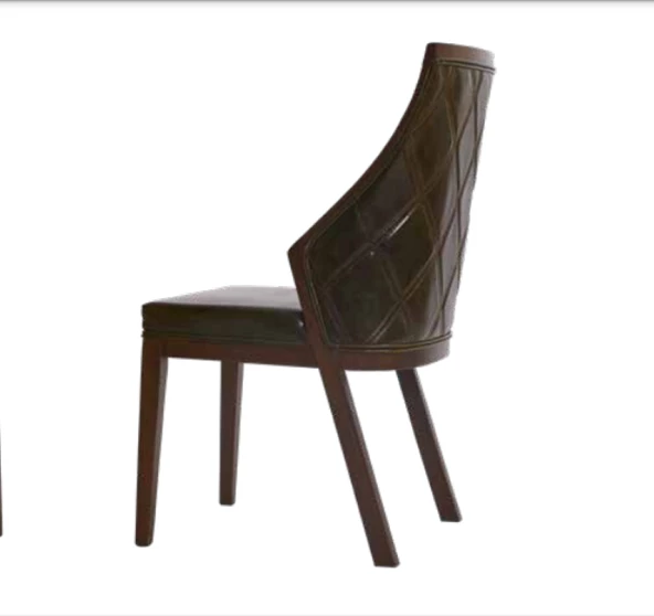 Sandalye 19775 Zus038 Suni Deri Model Kapitone Modern Ceviz Renk Kayın Aslan Ayak - Resim 2