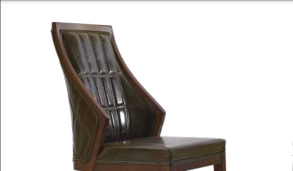 Sandalye 19775 Zus038 Suni Deri Model Kapitone Modern Ceviz Renk Kayın Aslan Ayak - Resim 6