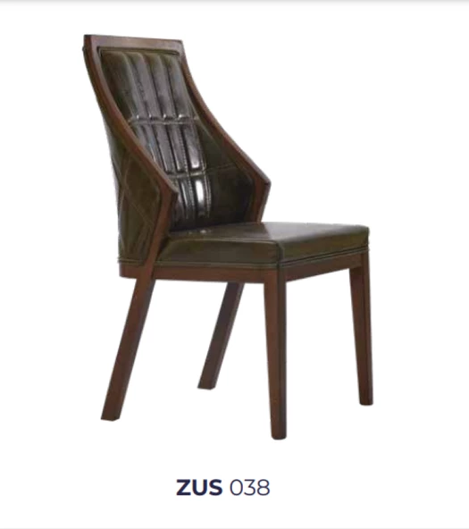Sandalye 19775 Zus038 Suni Deri Model Kapitone Modern Ceviz Renk Kayın Aslan Ayak - Resim 8