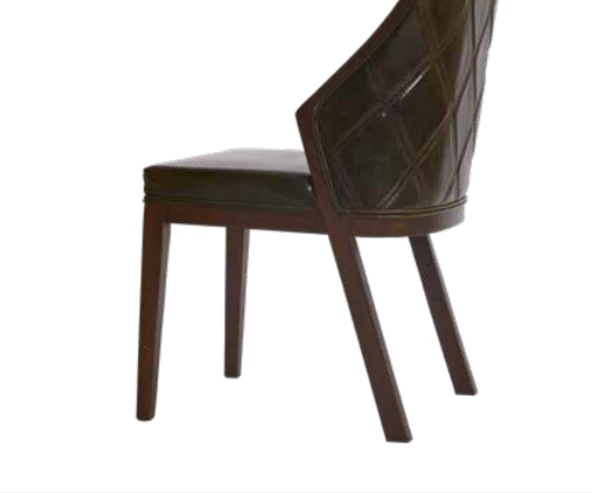 Sandalye 19775 Zus038 Suni Deri Model Kapitone Modern Ceviz Renk Kayın Aslan Ayak - Resim 4