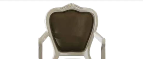 Sandalye19769 Zus032 Oyma Çizgi Model Kolçak BabyFace Kumaş Beyaz Lake El Yapım - Resim 4