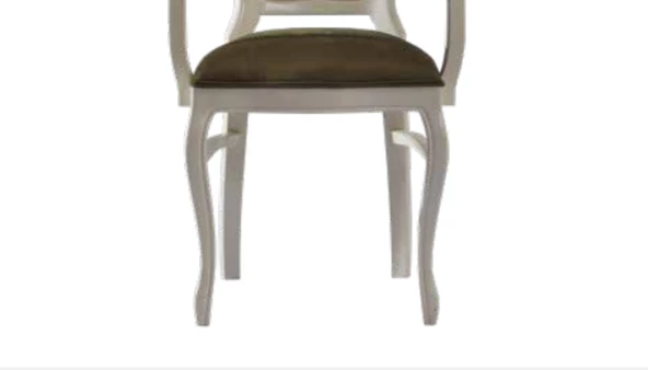 Sandalye19769 Zus032 Oyma Çizgi Model Kolçak BabyFace Kumaş Beyaz Lake El Yapım - Resim 5