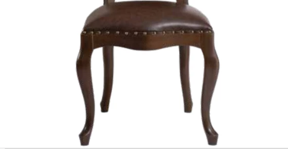 Sandalye 19757 Zus020 Suni Deri GABARA Modeli Ceviz renk Kayın Aslan Ayak El Yapı - 4