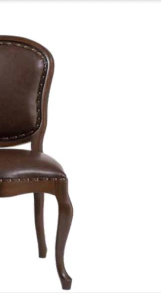 Sandalye 19757 Zus020 Suni Deri GABARA Modeli Ceviz renk Kayın Aslan Ayak El Yapı - 5