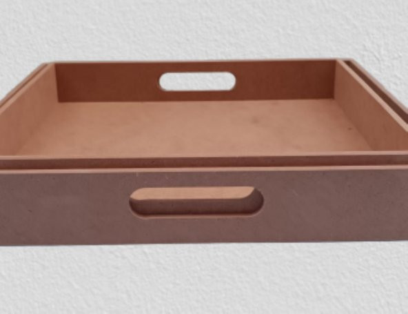 Hobi 90048 Dekoratif Tepsi Takım İkili Model HAM Ahşap MDF El Yapımı - 4