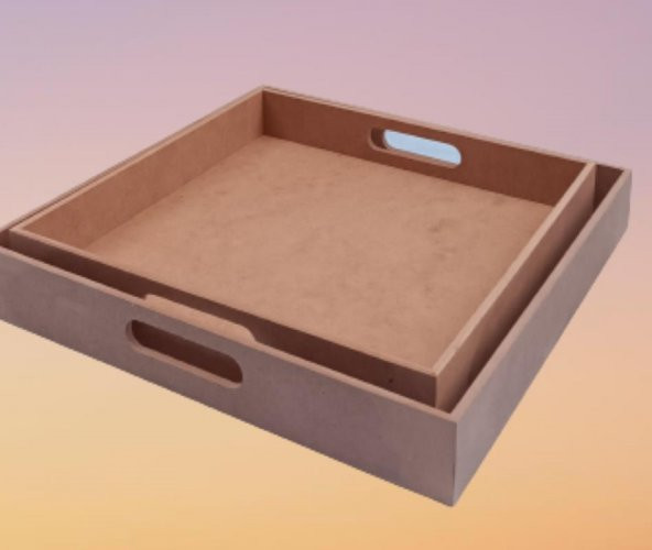 Hobi 90048 Dekoratif Tepsi Takım İkili Model HAM Ahşap MDF El Yapımı - 7