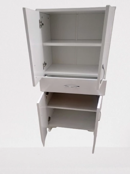 Çok Amaçlı 19736 Dolap BEYAZ Model Hard Parlak Suntalem 130 4raf Demonte El Yapım - 4