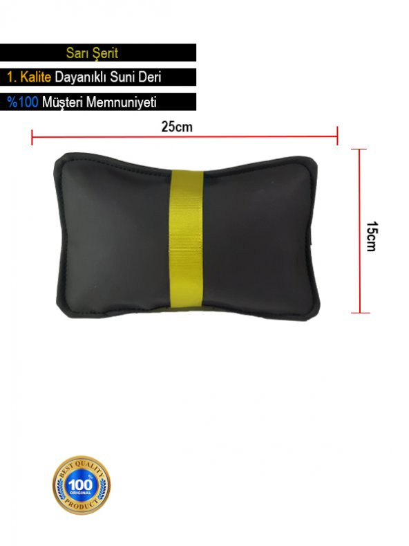 Porsche Cayman 987 2004-2012 - No BOSE Oto Koltuk Sarı Şerit Boyun Yastığı 2 Adet - 3