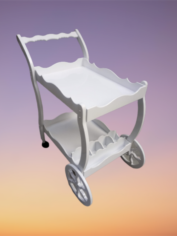 Servis Araba 19715 Teker EKO Model MDF Beyaz Ceviz Boya Yemek dağıtım el yapım - Resim 2