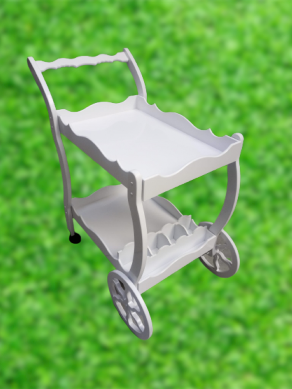 Servis Araba 19715 Teker EKO Model MDF Beyaz Ceviz Boya Yemek dağıtım el yapım - Resim 3