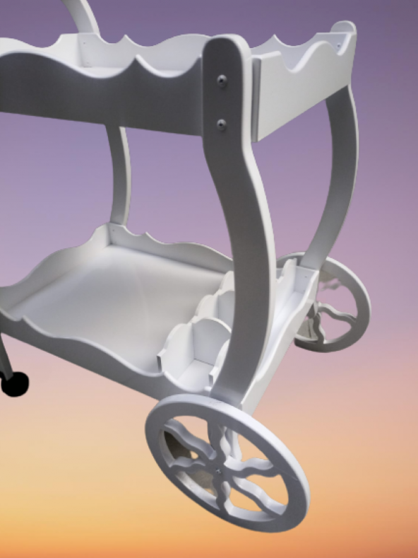 Servis Araba 19715 Teker EKO Model MDF Beyaz Ceviz Boya Yemek dağıtım el yapım - Resim 4