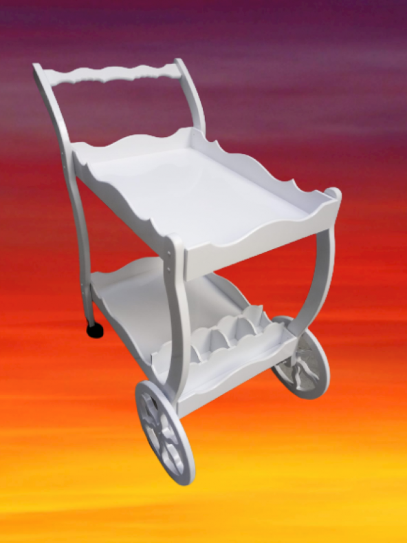 Servis Araba 19715 Teker EKO Model MDF Beyaz Ceviz Boya Yemek dağıtım el yapım - Resim 5