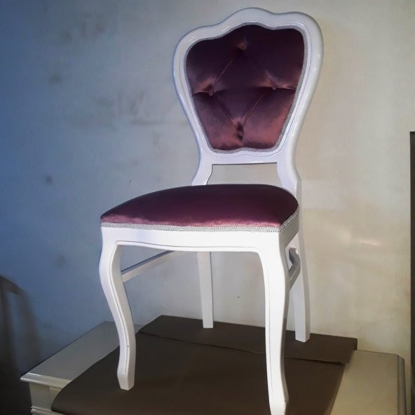 Sandalye 19706 ASLAN Ayak Kayın Klasik BEYAZ babyface MOR kumaş Oyma El yapım ürün görseli