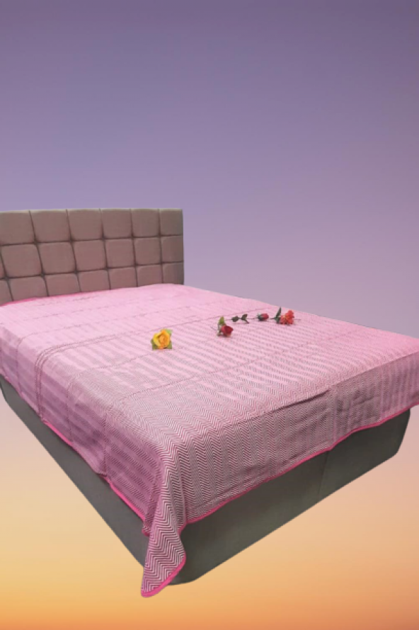 Pike Yazlık Zmrt Fuşya Çift Dolgun Malzeme V Çizgili Desen Pamuk Kalın Dokuma - 5