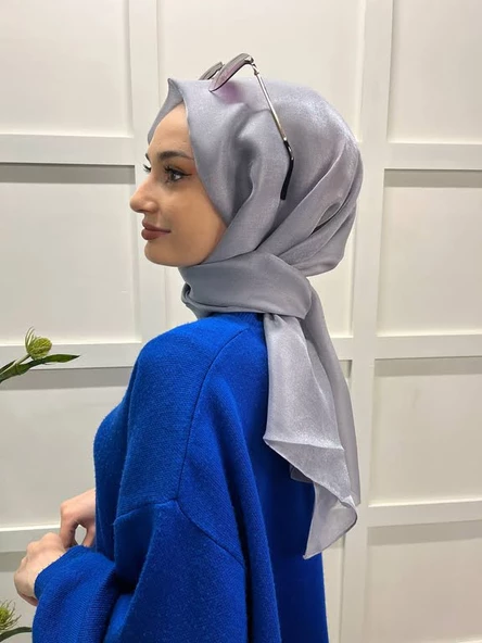 Siyane Scarf Tül Görünümlü Şal - Pırlanta Abiye Düğünlük Şal 00790  GRİ - 3