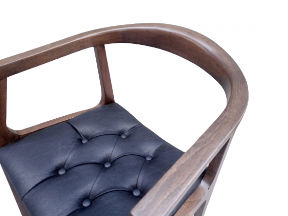 Sandalye 19632 ST Kayın Ahşap Tam Kolçaklı Model ZUS139 Suni Deri Kapitone Döşeme - Resim 6