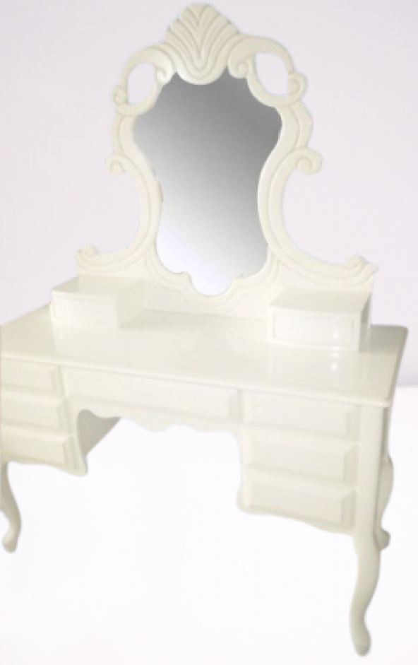 Makyaj Masa 19440 Dresuar 9ÇEKM Kayın Aslan Ayak Parlak Beyaz Aslan Baş El yapım - 2