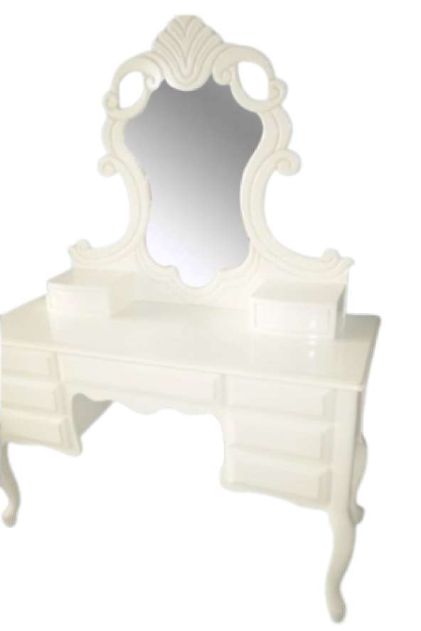 Makyaj Masa 19440 Dresuar 9ÇEKM Kayın Aslan Ayak Parlak Beyaz Aslan Baş El yapım - 4