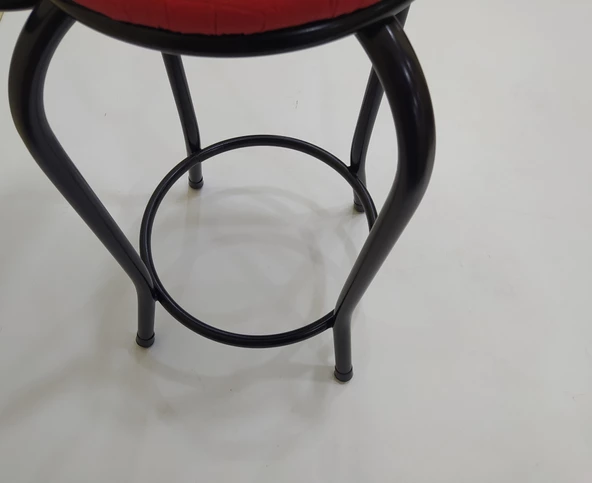 Sandalye 12750 BAR Tipi Yüksek1ad KIRMIZI Suni deri döşem Metal SİYAH El Yapım - 6